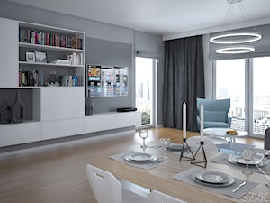Mieszkanie w Legionowie - Duży szary salon z jadalnią, styl skandynawski - zdjęcie od Szkic Design - Projektowanie wnętrz