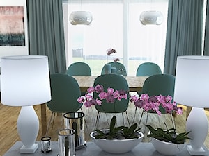 Dom w Leśnej - Średnia biała jadalnia w salonie, styl nowoczesny - zdjęcie od Beata Szczudrawa projektowanie wnętrz