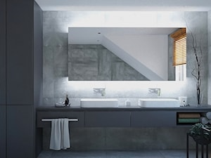 Dom w stylu nowoczesnym - Mała na poddaszu z dwoma umywalkami łazienka z oknem, styl nowoczesny - zdjęcie od Beata Szczudrawa projektowanie wnętrz