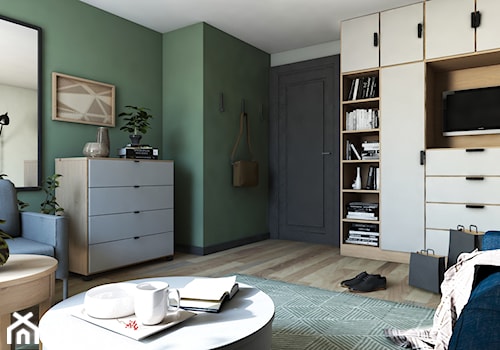 Dom w stylu nowoczesnym - Średnie w osobnym pomieszczeniu z sofą zielone biuro, styl nowoczesny - zdjęcie od Beata Szczudrawa projektowanie wnętrz