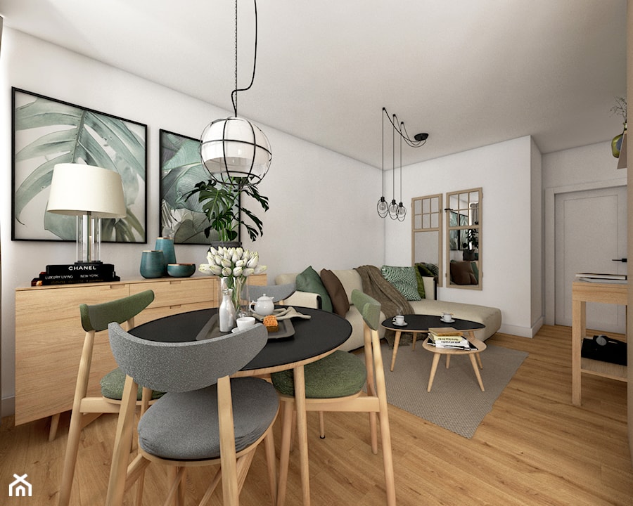 Mieszkanie w bloku - Średni biały salon z jadalnią, styl nowoczesny - zdjęcie od Beata Szczudrawa projektowanie wnętrz