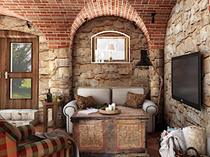 Rustykalny dom - Mały szary salon, styl rustykalny - zdjęcie od Beata Szczudrawa projektowanie wnętrz