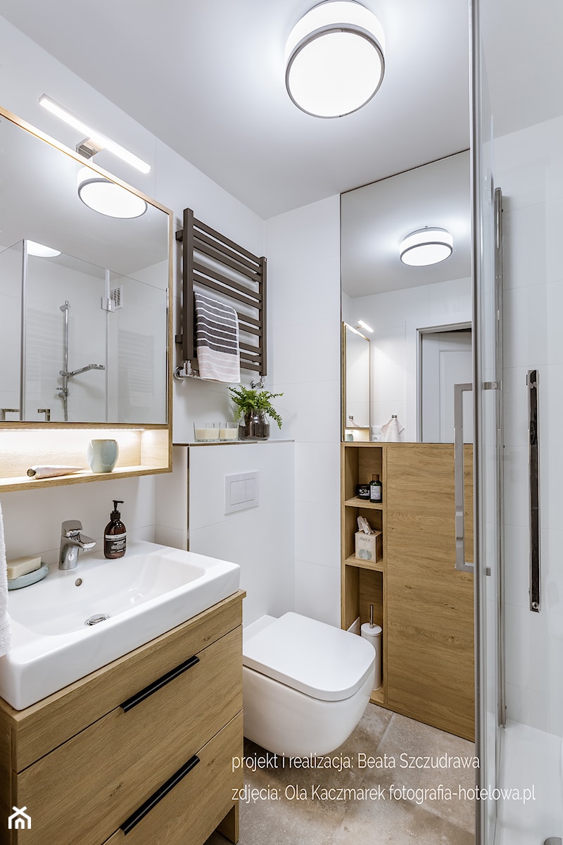 Mieszkanie w bloku dla kobiety - Mała bez okna łazienka, styl nowoczesny - zdjęcie od Beata Szczudrawa projektowanie wnętrz
