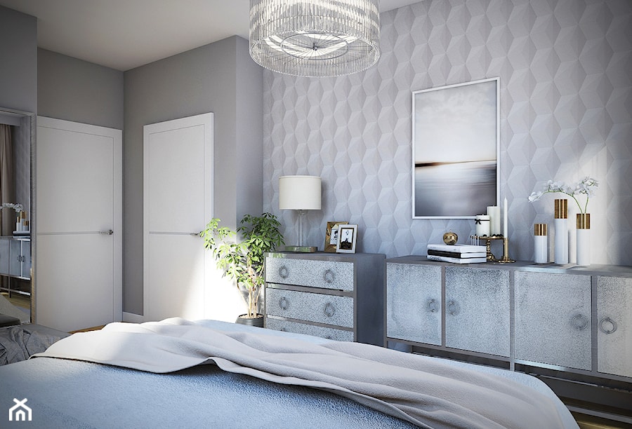 Dom w Leśnej - Średnia szara sypialnia, styl nowoczesny - zdjęcie od Beata Szczudrawa projektowanie wnętrz