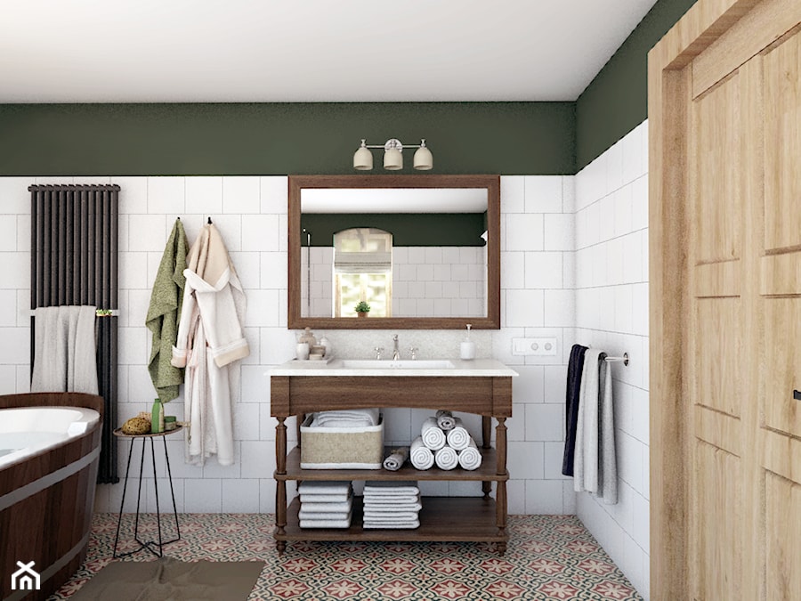 Rustykalny dom - Średnia łazienka z oknem, styl rustykalny - zdjęcie od Beata Szczudrawa projektowanie wnętrz