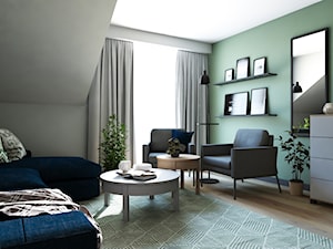 Dom w stylu nowoczesnym - Średnie w osobnym pomieszczeniu z sofą szare zielone biuro, styl nowoczesny - zdjęcie od Beata Szczudrawa projektowanie wnętrz