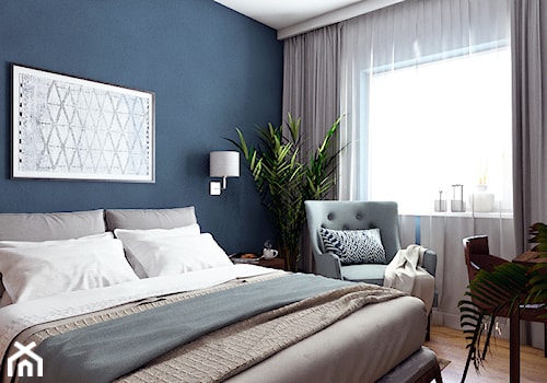 Mieszkanie w zabudowie bliźniaczej - Wrocław - Średnia biała niebieska sypialnia, styl nowoczesny - zdjęcie od Beata Szczudrawa projektowanie wnętrz