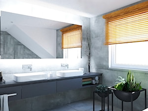 Dom w stylu nowoczesnym - Średnia na poddaszu z dwoma umywalkami z marmurową podłogą łazienka z oknem, styl nowoczesny - zdjęcie od Beata Szczudrawa projektowanie wnętrz