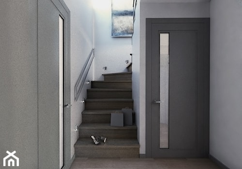 Dom w stylu nowoczesnym - Średni biały szary hol / przedpokój, styl nowoczesny - zdjęcie od Beata Szczudrawa projektowanie wnętrz