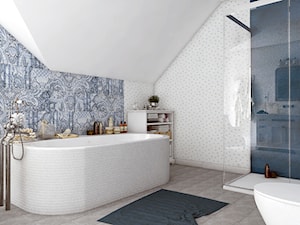 Dom z prowansalskim akcentem - Średnia łazienka na poddaszu w domu jednorodzinnym bez okna, styl pr ... - zdjęcie od Beata Szczudrawa projektowanie wnętrz