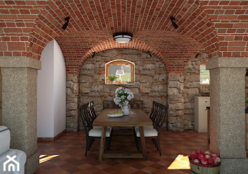 Rustykalny dom - Duża otwarta biała szara kuchnia z marmurem nad blatem kuchennym, styl rustykalny - zdjęcie od Beata Szczudrawa projektowanie wnętrz