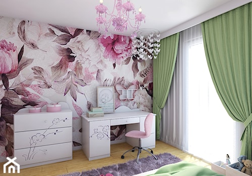 Dom w Leśnej - Mały różowy szary pokój dziecka dla dziecka dla nastolatka dla dziewczynki, styl nowoczesny - zdjęcie od Beata Szczudrawa projektowanie wnętrz