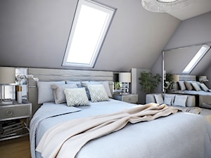 Dom w Leśnej - Duża szara sypialnia na poddaszu, styl nowoczesny - zdjęcie od Beata Szczudrawa projektowanie wnętrz