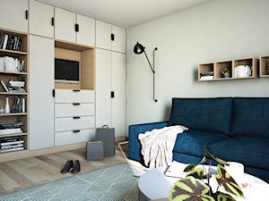 Dom w stylu nowoczesnym - Średnie w osobnym pomieszczeniu z sofą szare biuro, styl nowoczesny - zdjęcie od Beata Szczudrawa projektowanie wnętrz