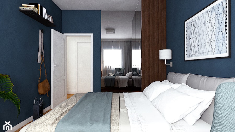 Mieszkanie w zabudowie bliźniaczej - Wrocław - Średnia niebieska sypialnia, styl nowoczesny - zdjęcie od Beata Szczudrawa projektowanie wnętrz
