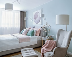 Mieszkanie w bloku dla kobiety - Średnia szara sypialnia, styl skandynawski - zdjęcie od Beata Szczudrawa projektowanie wnętrz - Homebook