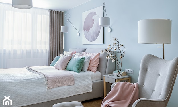 pastelowa sypialnia, modne kolory ścian