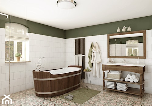 Rustykalny dom - Duża łazienka z oknem, styl rustykalny - zdjęcie od Beata Szczudrawa projektowanie wnętrz