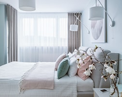 Mieszkanie w bloku dla kobiety - Średnia szara sypialnia, styl skandynawski - zdjęcie od Beata Szczudrawa projektowanie wnętrz - Homebook