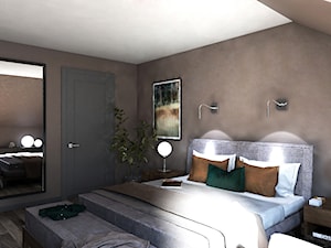 Dom w stylu nowoczesnym - Średnia brązowa sypialnia na poddaszu - zdjęcie od Beata Szczudrawa projektowanie wnętrz
