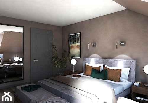 Dom w stylu nowoczesnym - Średnia brązowa sypialnia na poddaszu - zdjęcie od Beata Szczudrawa projektowanie wnętrz