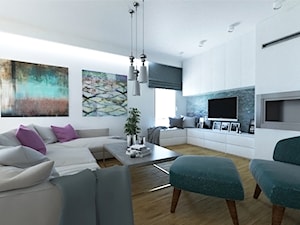 Dom w Leśnej - Duży biały salon, styl nowoczesny - zdjęcie od Beata Szczudrawa projektowanie wnętrz