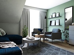 Dom w stylu nowoczesnym - Duże w osobnym pomieszczeniu z sofą szare zielone biuro, styl nowoczesny - zdjęcie od Beata Szczudrawa projektowanie wnętrz
