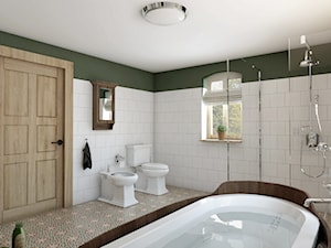 Rustykalny dom - Duża łazienka z oknem, styl rustykalny - zdjęcie od Beata Szczudrawa projektowanie wnętrz