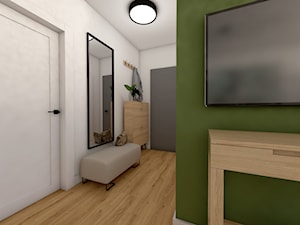 Mieszkanie w bloku - Duży z wieszakiem biały zielony hol / przedpokój, styl nowoczesny - zdjęcie od Beata Szczudrawa projektowanie wnętrz