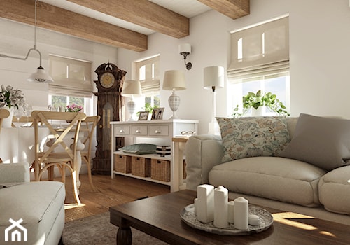 Rustykalny dom pod Zittau - Średni beżowy salon z jadalnią, styl rustykalny - zdjęcie od Beata Szczudrawa projektowanie wnętrz