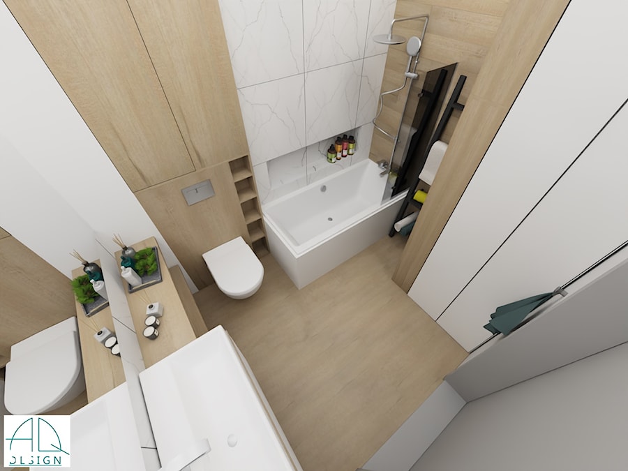 projekt łazienki ok 5m2 - ver.1 - Łazienka, styl nowoczesny - zdjęcie od AQ Design