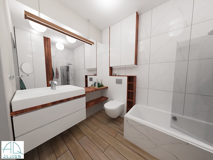 projekt łazienki ok 5m2 - ver.2 (wiosna 2020) - Łazienka, styl nowoczesny - zdjęcie od AQ Design
