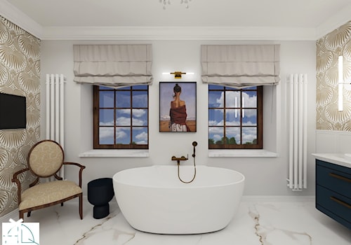 pokój kąpielowy w dwóch wersjach Glamour - Duża łazienka z oknem, styl glamour - zdjęcie od AQ Design
