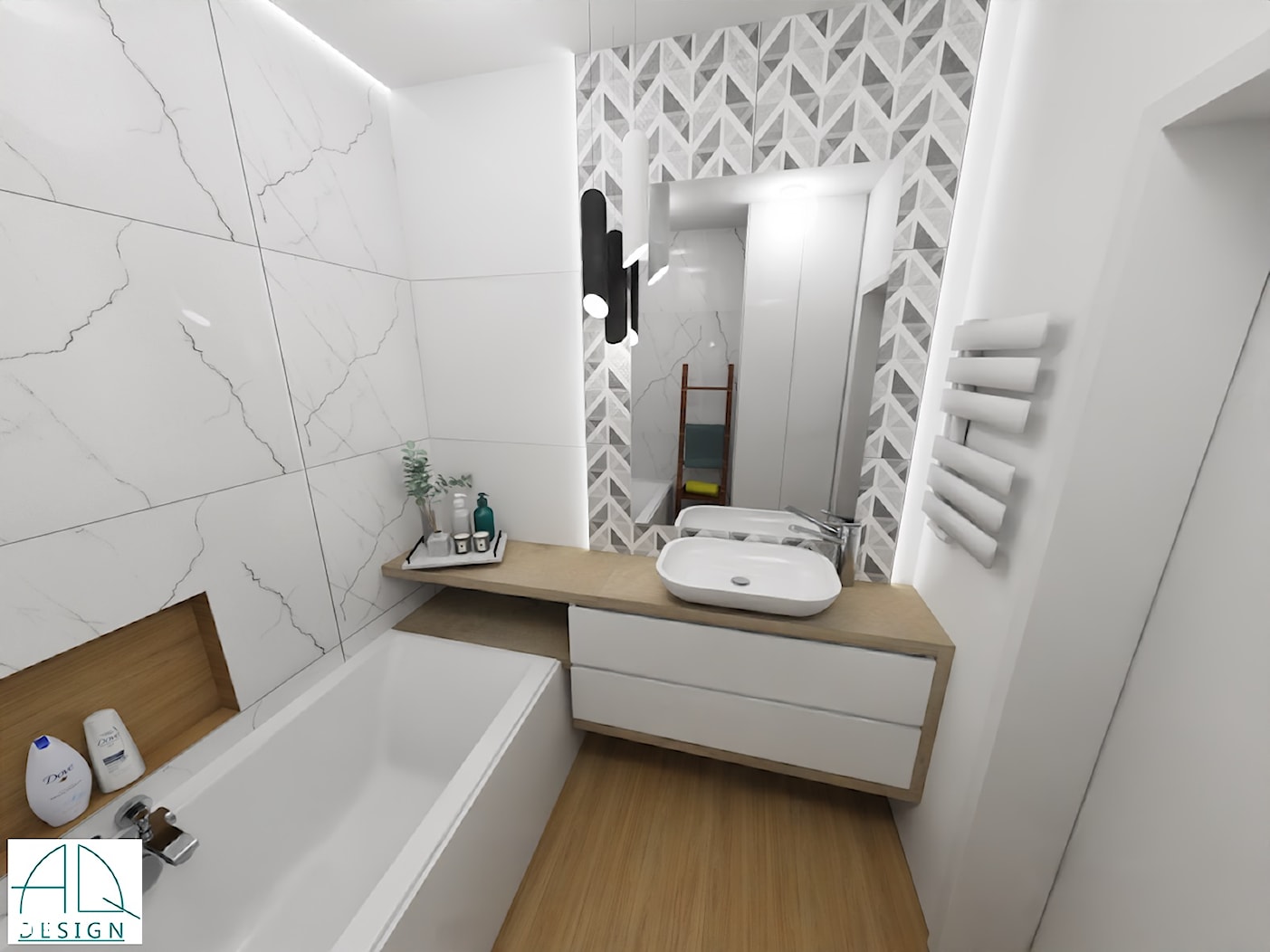 mała łazienka w bloku 1 - Łazienka, styl nowoczesny - zdjęcie od AQ Design - Homebook