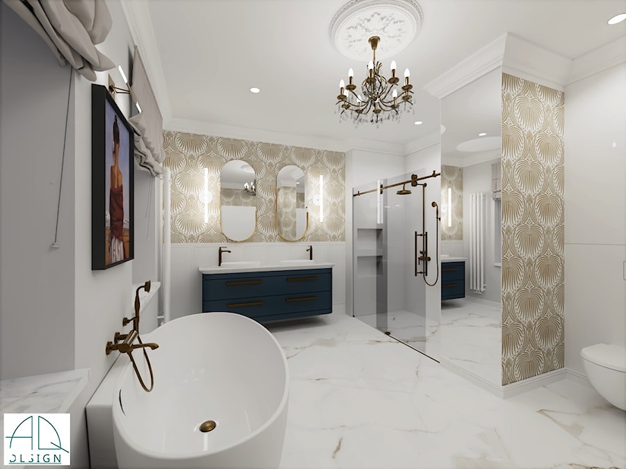 pokój kąpielowy w dwóch wersjach Glamour - Łazienka, styl glamour - zdjęcie od AQ Design