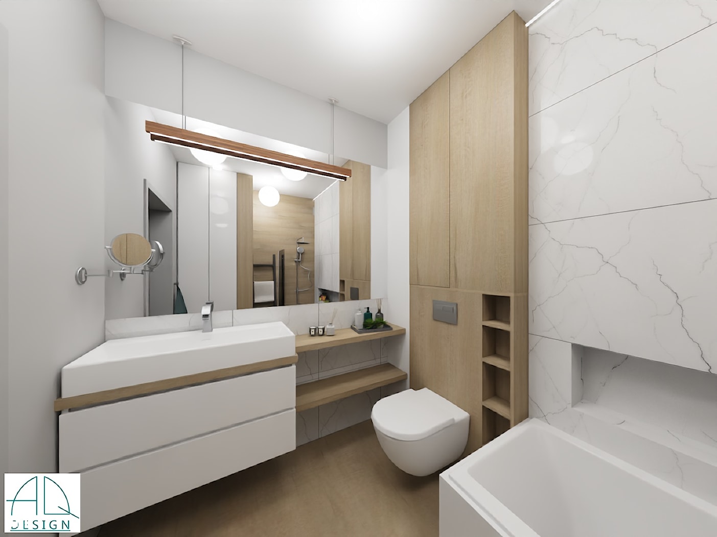 projekt łazienki ok 5m2 - ver.1 - Łazienka, styl nowoczesny - zdjęcie od AQ Design - Homebook