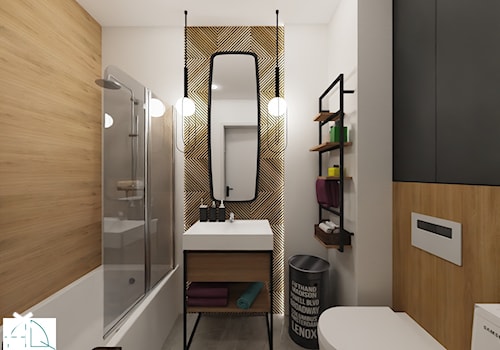 mieszkanie dla młodego singla, z nutą loftu - Łazienka, styl industrialny - zdjęcie od AQ Design