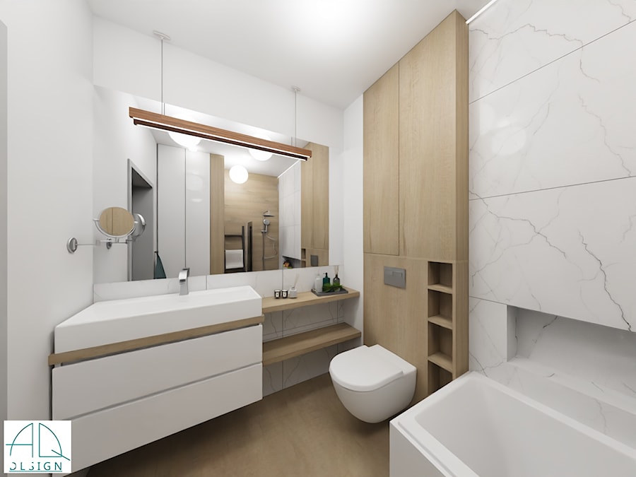 projekt łazienki ok 5m2 - ver.1 - Łazienka, styl minimalistyczny - zdjęcie od AQ Design