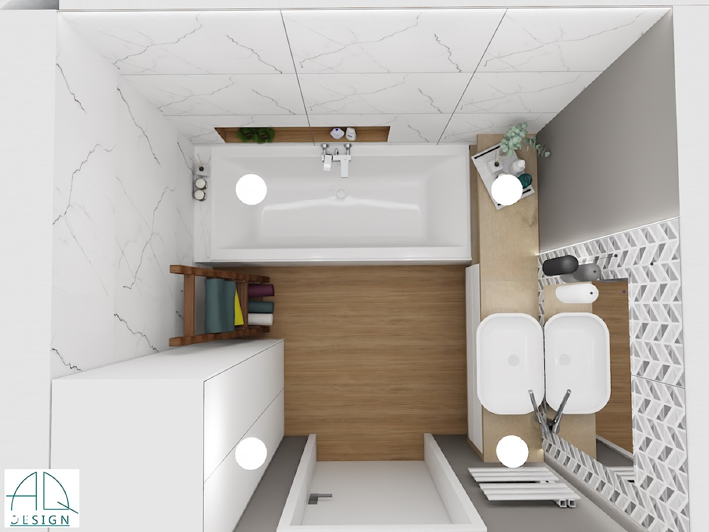 mała łazienka w bloku 1 - Łazienka, styl nowoczesny - zdjęcie od AQ Design - Homebook