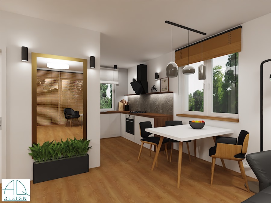salon z kuchnią - projekt - zdjęcie od AQ Design