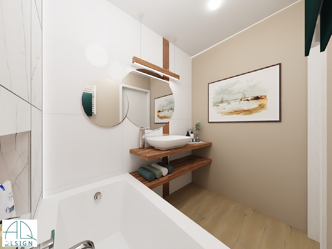 "do wyboru, do koloru"-projekty łazienki w bloku z wielkiej płyty (wiosna 2020) - Łazienka, styl nowoczesny - zdjęcie od AQ Design - Homebook