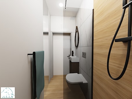 Aranżacje wnętrz - Łazienka: mikro łazienka z WC - AQ Design. Przeglądaj, dodawaj i zapisuj najlepsze zdjęcia, pomysły i inspiracje designerskie. W bazie mamy już prawie milion fotografii!