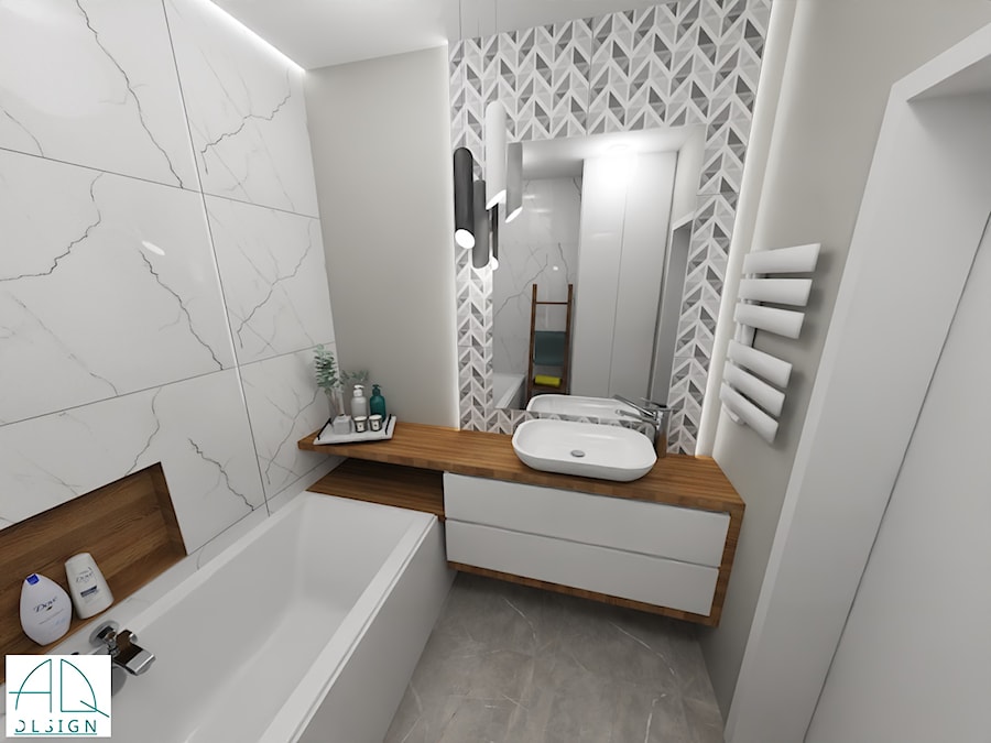 mała łazienka w bloku 1 - Łazienka, styl nowoczesny - zdjęcie od AQ Design