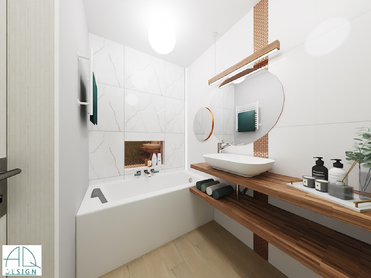 "do wyboru, do koloru"-projekty łazienki w bloku z wielkiej płyty (wiosna 2020) - Łazienka, styl nowoczesny - zdjęcie od AQ Design - Homebook