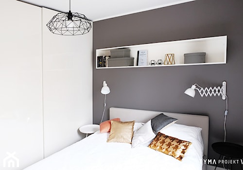 Mieszkanie z widokiem na Stare Miasto - Średnia szara sypialnia, styl skandynawski - zdjęcie od TYMA PROJEKT