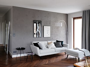 Mieszkanie z widokiem na Stare Miasto - Średni biały szary salon, styl nowoczesny - zdjęcie od TYMA PROJEKT