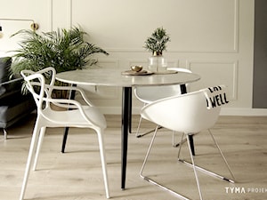 Dolce Vita - Mała beżowa szara jadalnia w salonie, styl skandynawski - zdjęcie od TYMA PROJEKT
