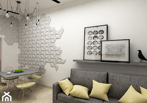 Mieszkanie Plac Bohaterów Getta - Duży biały szary salon, styl nowoczesny - zdjęcie od BOKA Pracownia Wnętrz