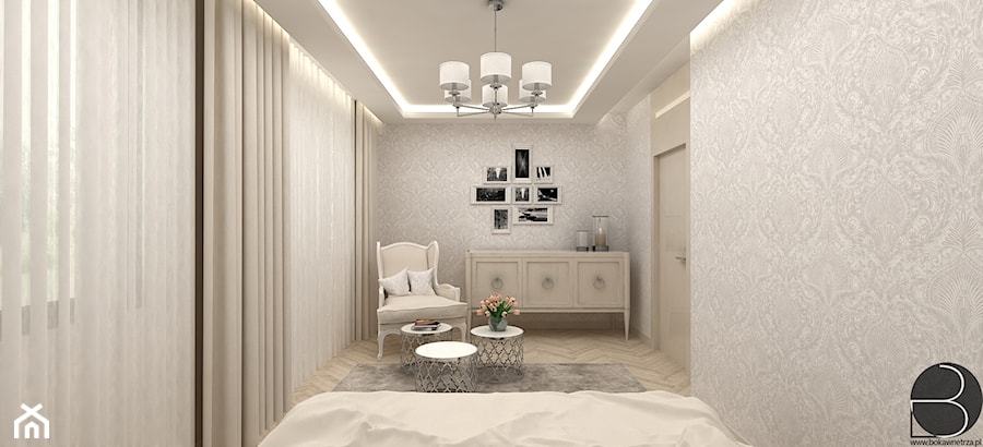 Apartament w Łodzi - Średnia sypialnia z balkonem / tarasem, styl glamour - zdjęcie od BOKA Pracownia Wnętrz