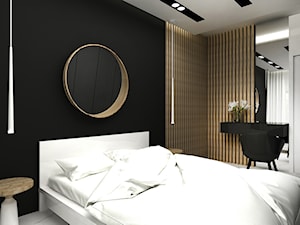 Apartament Plac na stawach - Średnia biała czarna sypialnia, styl nowoczesny - zdjęcie od BOKA Pracownia Wnętrz